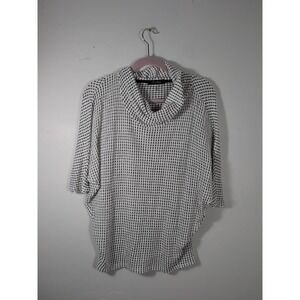 Laila Jayde Womens Sheer Cowl Neck Dolman Pullover Size S Off White & Black